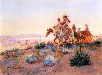  hunt - Mexican Buffalo Hunters Cowboy Indianer Charles Marion Russell Indianer